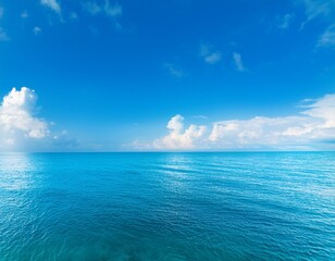 Obraz premium Panorama of clear sky background for summer vacation concept at ocean and summer sea water