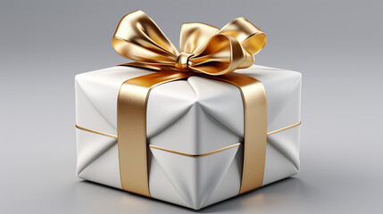 Obraz premium 3d rendering of white gift box with ribbon. generative ai