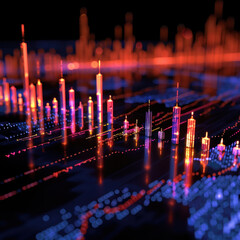 digital statistic stock market graphs