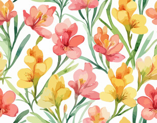 Watercolor freesia flowers clipart. Freesia vector, Spring hand paited flower
