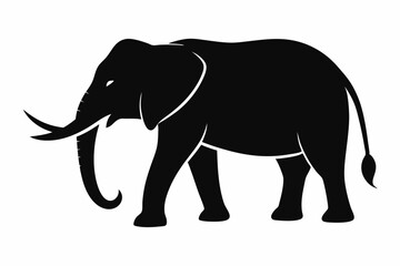 Obraz premium Elephant silhouette, isolated vector of wild animal 