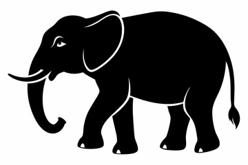 Elephant silhouette, isolated vector of wild animal
