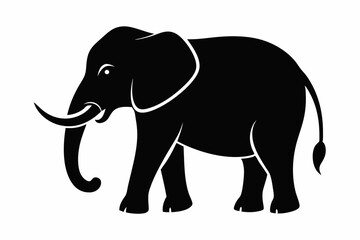 Elephant silhouette, isolated vector of wild animal
