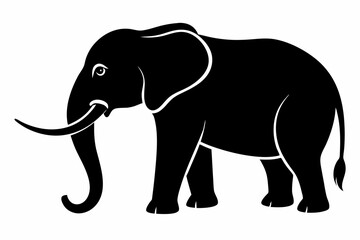 Elephant silhouette, isolated vector of wild animal
