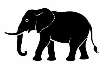 Elephant silhouette, isolated vector of wild animal
