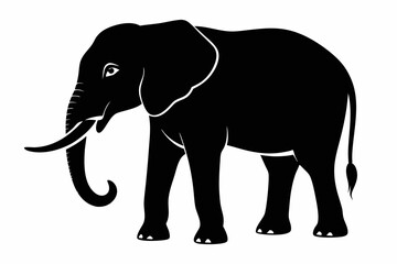Obraz premium Elephant silhouette, isolated vector of wild animal 