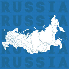 Complete map of Russia, without considering the disputed regions. All macro regions of the Russian Federation.