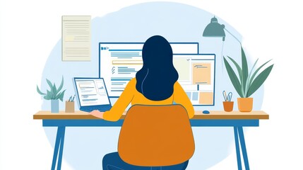 School counselor analyzing student data to provide support, schooling, student services