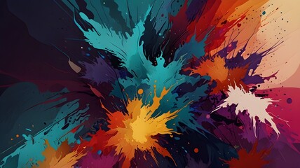 Abstract colorful splash art with vibrant hues and dynamic shapes