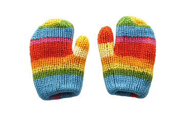 Colorful knitted mittens perfect for keeping hands warm in winter. Stylish and cozy accessory for children and adults.