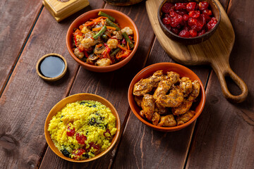 Traditional oriental dishes meat couscous muslim friday meal
