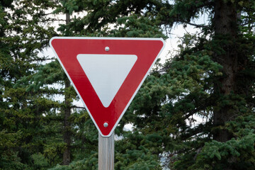 Sign red triangle with white center