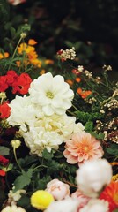 Colorful flowers flourish together, creating a lively and artistic garden landscape