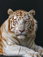 Fototapeta premium Albino tiger. Studio photography of an animal in white color.