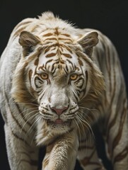 Albino tiger. Studio photography of an animal in white color.
