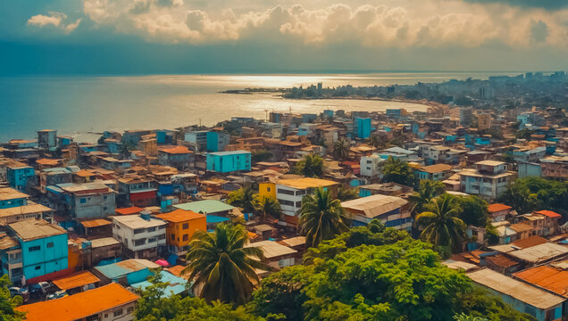 Fototapeta Conakry capital Guinea, panorama