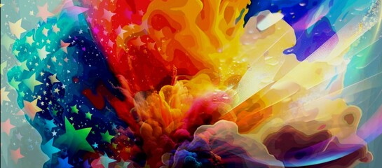 vibrant mix of colors and patterns with star shape abstract background illustration 