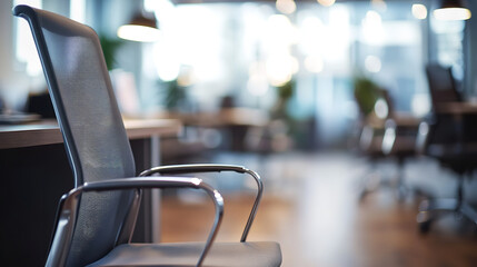 Fototapeta premium office desk and ergonomic office chairs in modern office. modern open-plan office. blur background