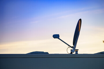 Satellite dish on roof of motor home