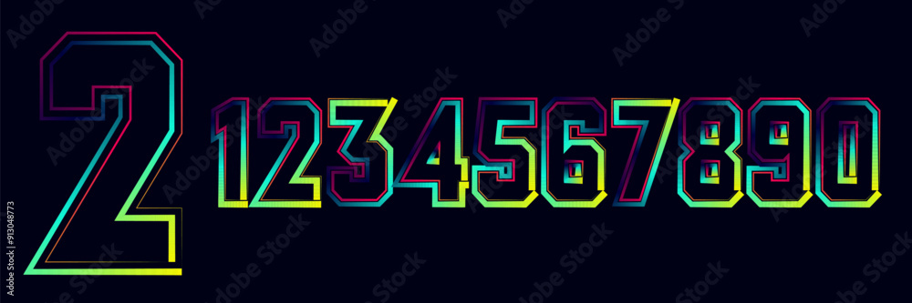 Fototapete vector set of numbers, set numbers, gradient numbers