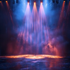 Fototapeta premium Free stage with lights, lighting devices. 