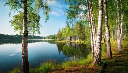 Obraz premium finnish forest natural landscape, AI generated