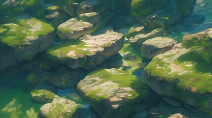 green moss on a rock