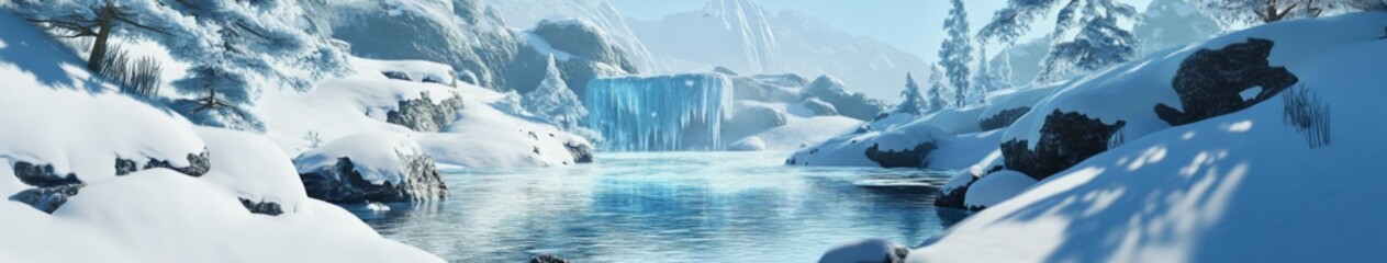 Snowy Oasis: An Animated Winter Wonderland Where Spring Hides Beneath the Snow, Embracing the Anticipation of Nature's Rebirth.