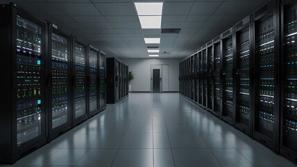 Fototapeta premium Eco-Friendly Data Centers: Sustainable Computing Practices in Modern Technology. Generative AI.