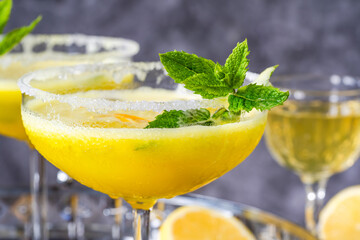 Frozen limoncello cocktail - refreshing summer alcoholic drink