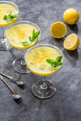 Frozen limoncello cocktail - refreshing summer alcoholic drink