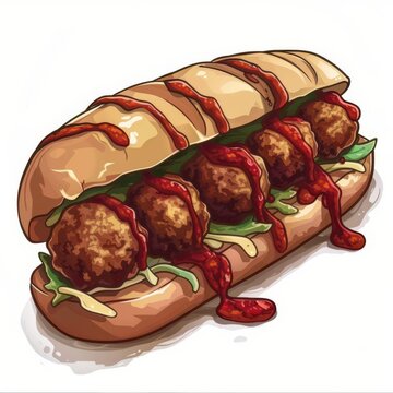 Meatball Sandwich clip art preview