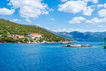 Crystal clear waters of Adriatic Sea around Elaphiti Island Sipan near Dubrovnik. Summer in Croatia