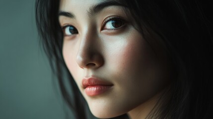 Fototapeta premium A woman with dark hair and a dark eye brows