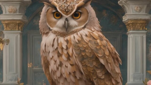 colorful owl surrounded by bright flowers, ,owl, colorful, vibrant, flowers, nature, whimsical, fantasy, cute, wildlife,4k,footage