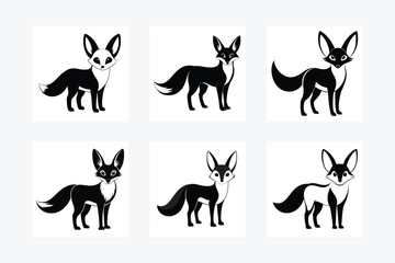 Set of minimalist fox vector silhouette 
