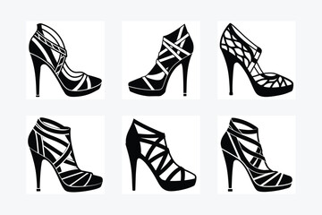 Set of high heel vector silhouette 