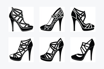  Set of high heel vector silhouette 