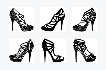  Set of high heel vector silhouette 