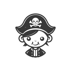 Fototapeta premium Cartoon Illustration of a Young Pirate with a Skull and Crossbones Hat