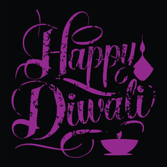 Happy Diwali Poster with Diya Lamp and Peacock Vector Illustration. 