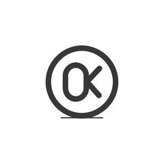 Fototapeta premium Black and White Circular OK Symbol with Shadow