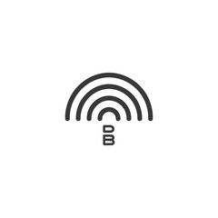 Black and White Concentric Arcs with Three Letter Bs