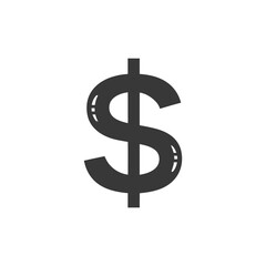 Obraz premium Black and White Dollar Sign Icon on a White Background