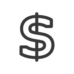 Black and White Dollar Sign Icon