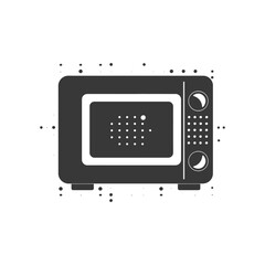 Fototapeta premium Black and White Icon of a Microwave Oven