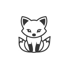 Fototapeta premium Cartoon Illustration of a Sitting Fox with a Large Tail