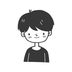 Cartoon Illustration of a Smiling Boy with Short Black Hair