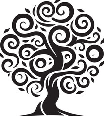 Black Tree Silhouette Vector Illustration with Editable Transparent Background