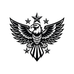Fototapeta premium American Bald Eagle Head Logo, Icon, Sign, Symbol, American flag for 4th of July Independence Day
